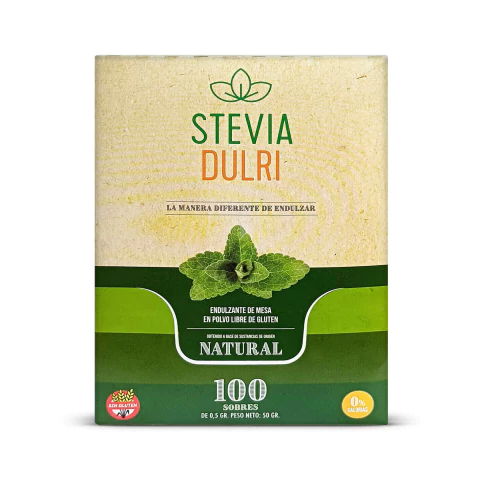 EDULCORANTE STEVIA DULRI X 100 SOBRES S/TACC Y DIABETICOS