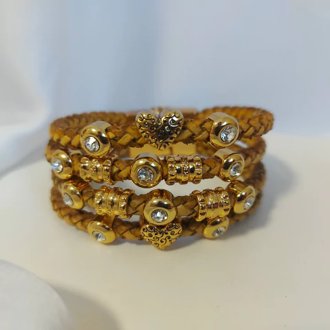 Bracelete Couro Coração