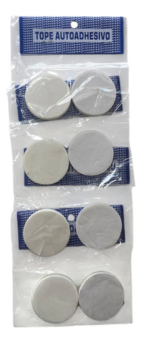 Topetina Autoadhesivas Redonda Blanco X 2 Unid X 4 Packs