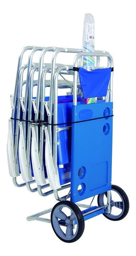 Carrito Playero De Aluminio Con Mesa Y Ruedas Playa