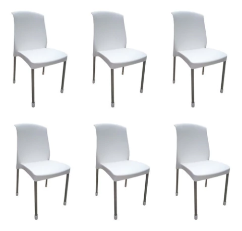 Silla Plastica Y Caño Reforzada Bar Diseño Nova Blanco X 6 - comprar online