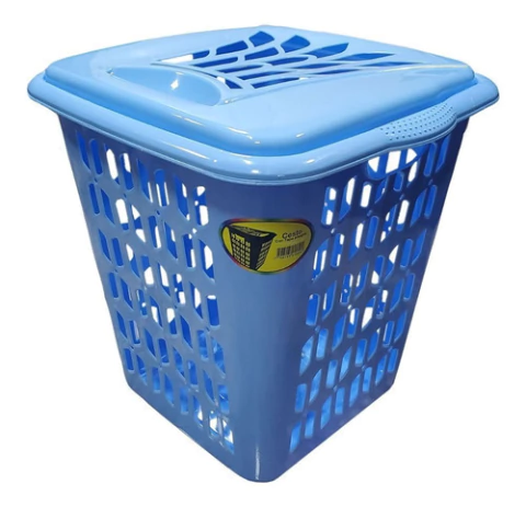 Cesto Plastico Con Tapa Bisagra Canasto