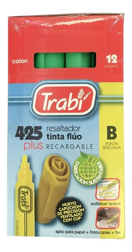 Resaltador Fluo Punta Biselada 425 Plus Trabi X 12 Un