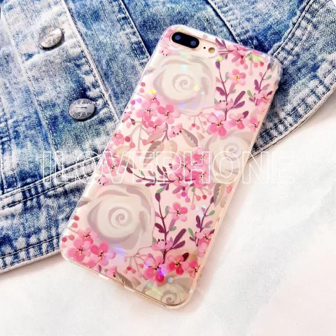 Flores con Brillo - Rosa