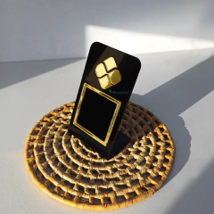 Placa Pix Qr Code Display Pagamentos Acrílico Transparente Cor Preto com dourado - HPLASTICOS