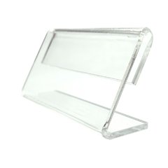 Display porta etiqueta de preço em acrílico cristal modelo L 3,5 Cm X 6,5 Cm