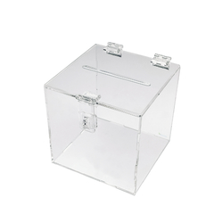 Urna Quadrada De Acrílico Cristal Porta Cupons Caixa Sorteio - HPLASTICOS