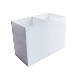 Organizador Para Pincéis e Maquiagem Dois Bolsos Em Acrílico Branco - HPLASTICOS