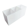 Organizador Para Pinceis e Maquiagem Três Bolsos Em Acrílico Branco - HPLASTICOS