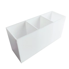 Organizador Para Pinceis e Maquiagem Três Bolsos Em Acrílico Branco - HPLASTICOS