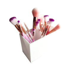 Organizador Para Pincéis e Maquiagem Dois Bolsos Em Acrílico Branco - comprar online