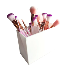 Organizador Para Pincéis e Maquiagem Dois Bolsos Em Acrílico Branco na internet