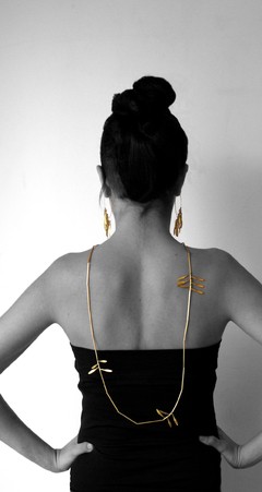collar otto largo, collar largo de bronce