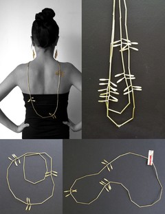 collar otto largo, collar largo de bronce - mai solorzano joyeria