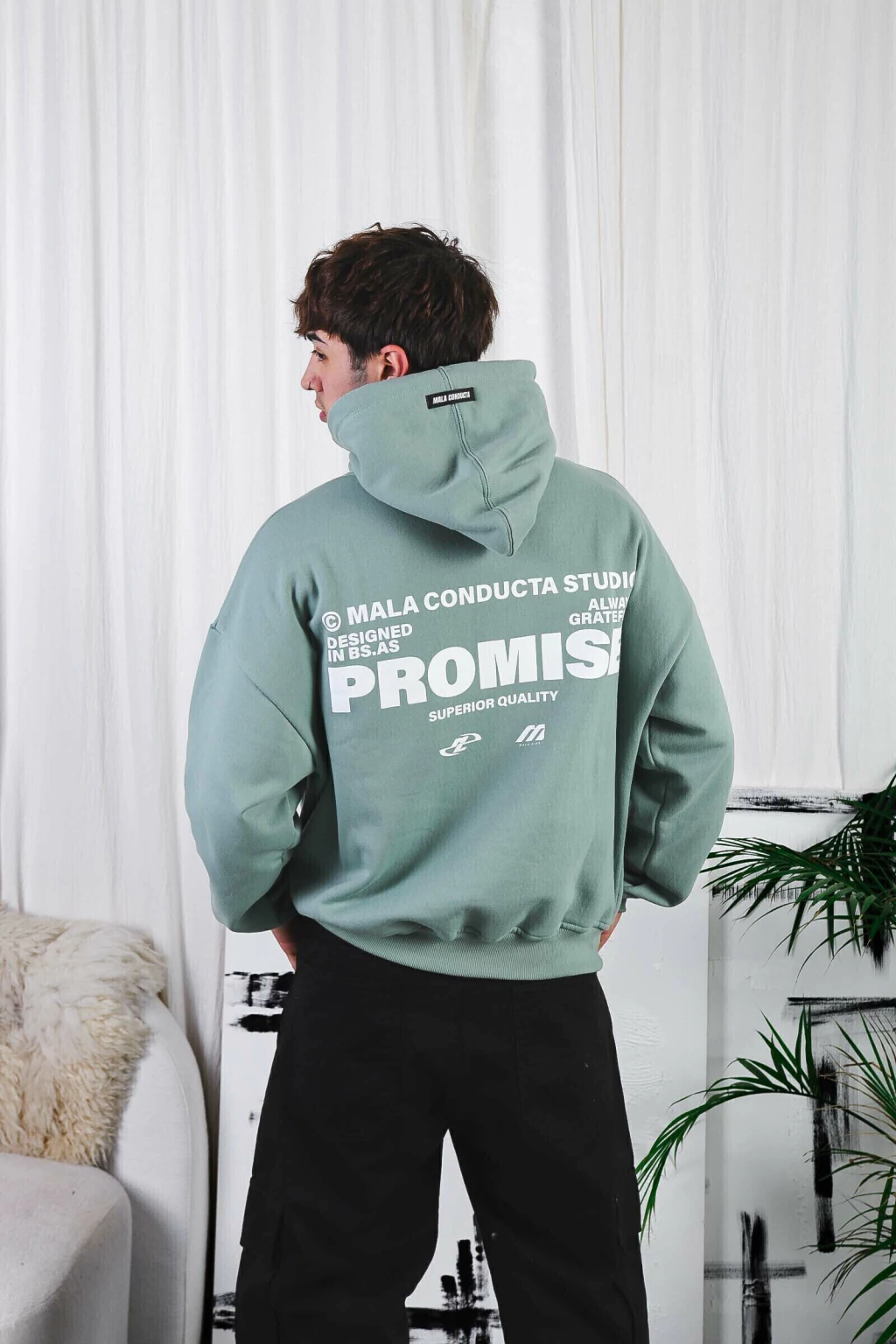 Hoodie Boxy Fit PROMISE (Verde)
