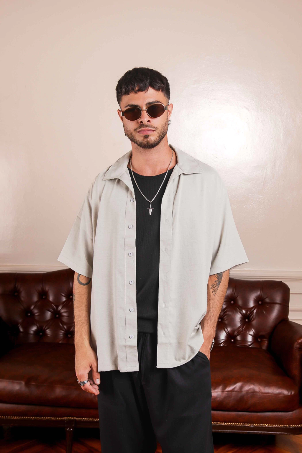 Camisa IBIZA LINO (beige)