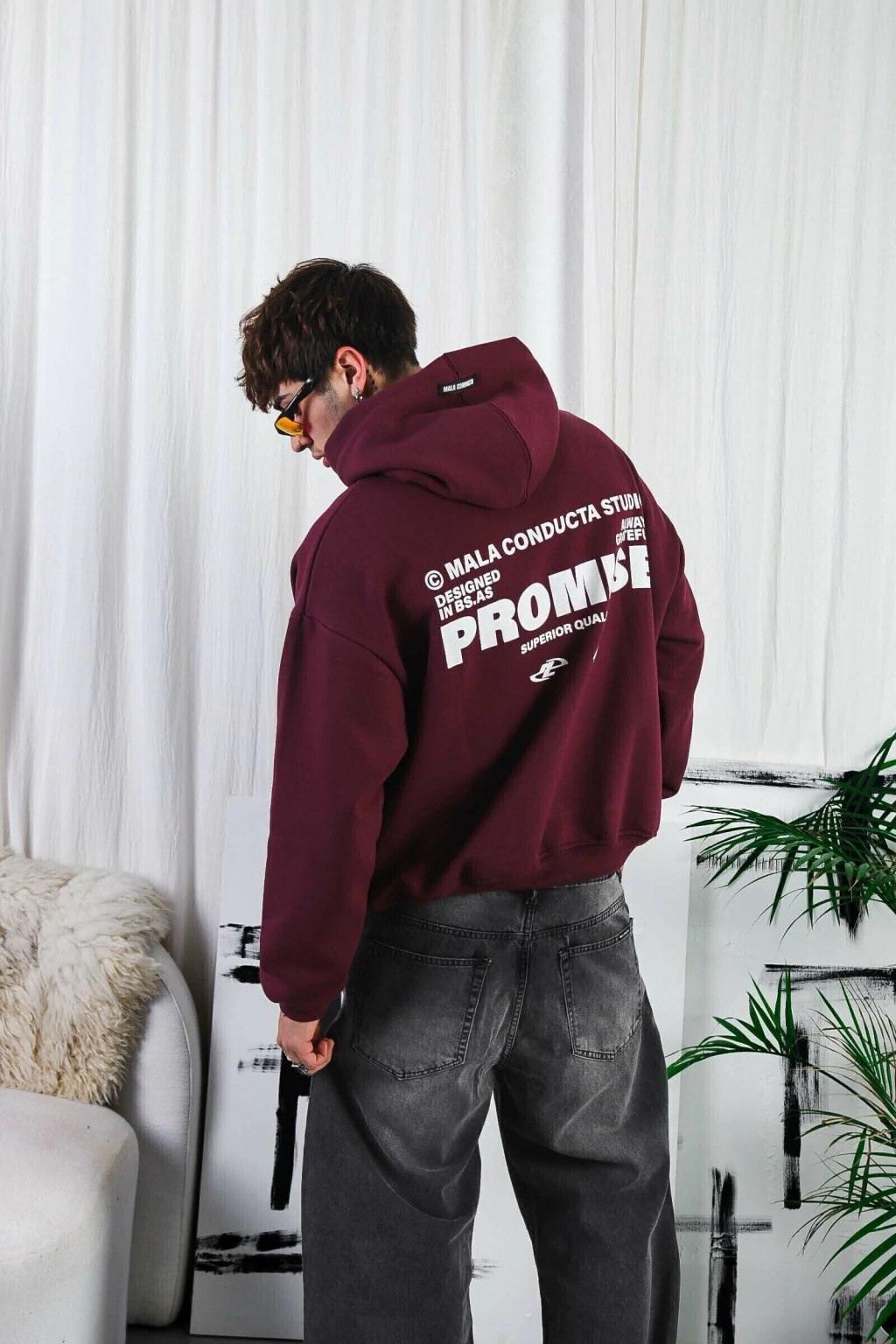 Hoodie Boxy Fit PROMISE (Bordo)