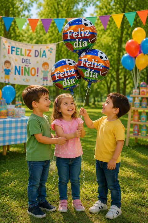 Globos de 25cm Feliz dia con Pelotas Dia del Niño