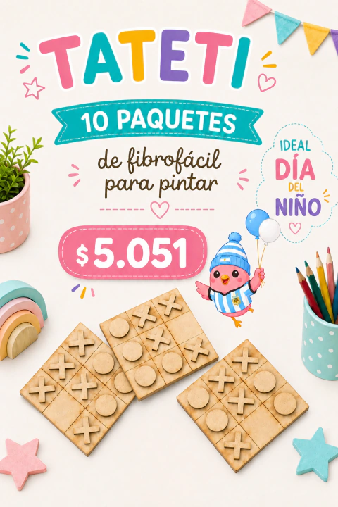10 tateti de 10 x 10cm de fibrofacil