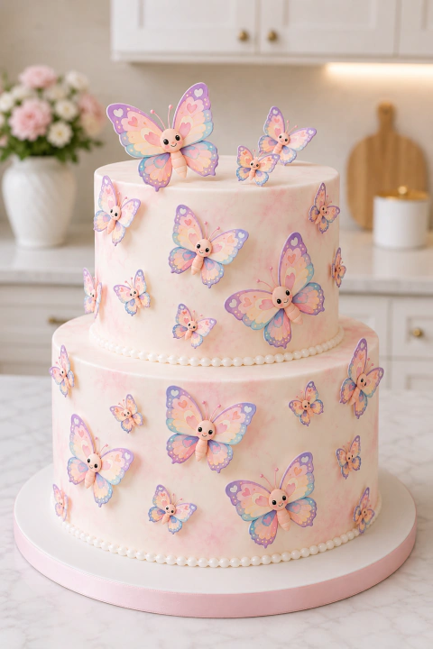Lamina de arroz ( Foto Torta) Mariposas Infantil en distintos tamaños