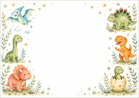5 individuales Dinosaurios Bebes