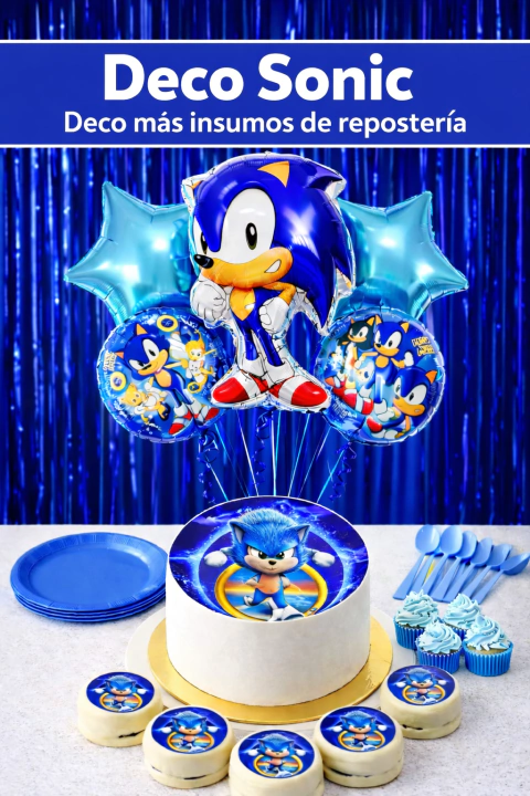 Kit Deco + insumos de Repostería de Sonic