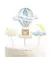 Topper Globo Aerostático Celeste + 3 pinches Feliz cumple Para Baby Shower