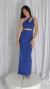Vestido Un Hombro Glitter Azul