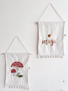 Banderín tusor bordado - Hongo - comprar online