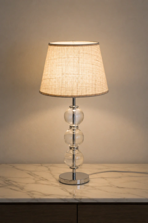 Lámpara de mesa Dalhi con bochas de vidrio