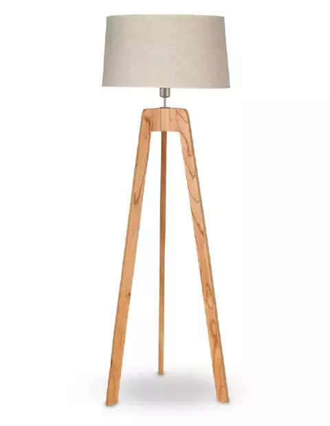 Lámpara de pie 1192 trípode madera con pantalla - comprar online