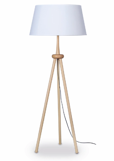 Lámpara de pie trípode de palo blanco