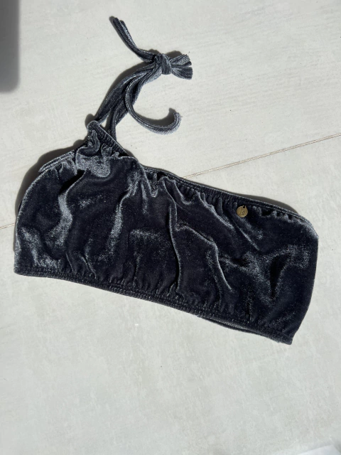 CORPIÑO ONE SHOULDER TERCIOPELO GRIS