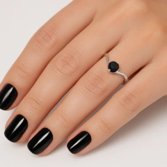 Anel Solitário Preto Inox - comprar online