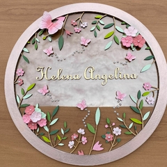 Guirlanda 35 cm | Rosas e mini borboletas - Ateliê Luciana Coutinho