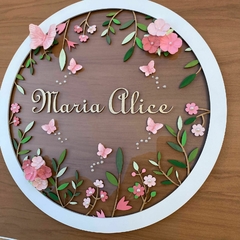 Guirlanda 35 cm | Rosas e mini borboletas