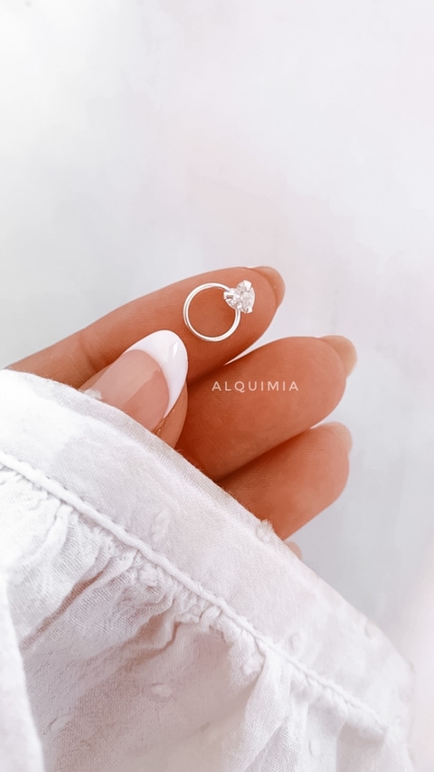 PIERCING ARGOLLITA CUBIC CORAZON 8 mm (ideal perforación helix) se abre de costado - POR UNIDAD - A.050/2