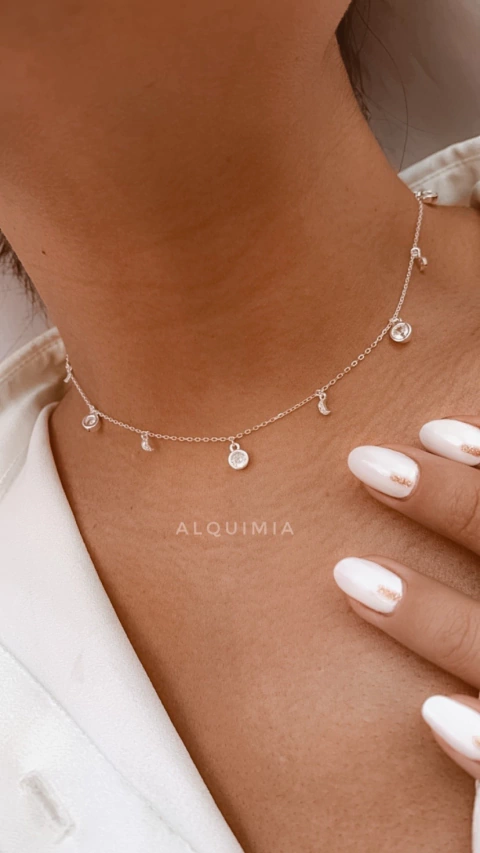 CHOCKER PUNTOS DE LUZ CON LUNITAS-35 cm + 5 cm de extensión- C.031/2