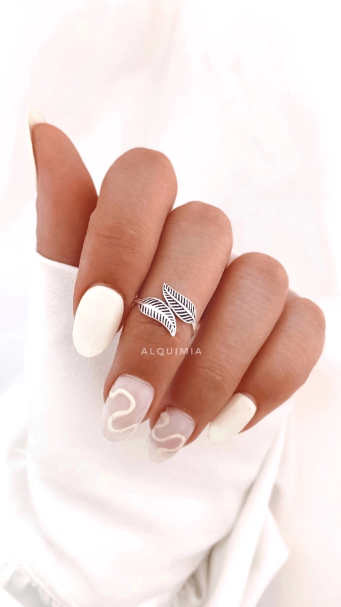 ANILLO MIDI “HOJITAS” - regulable- plata 925 - AN.054/2