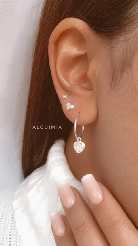 ARGOLLAS CUBIC CORAZÓN 14 mm - POR PAR- A.006