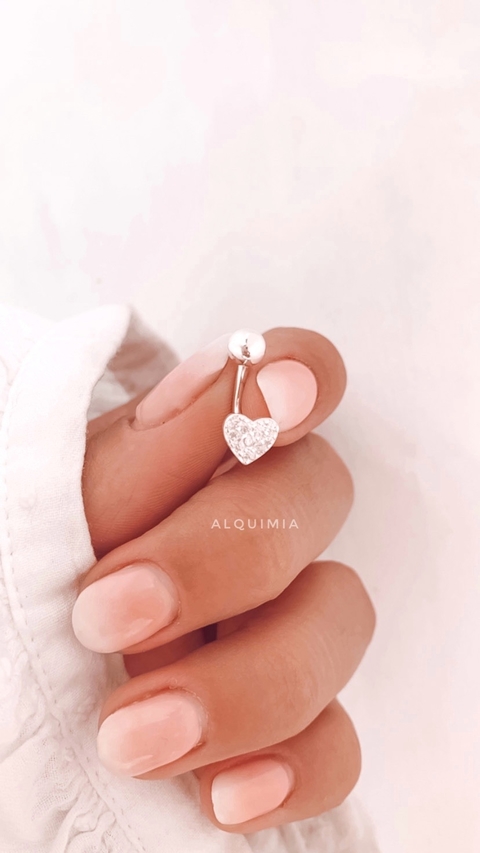PIERCING OMBLIGO “CORAZON MICROPIEDRA”- PLATA 925- A.024/2