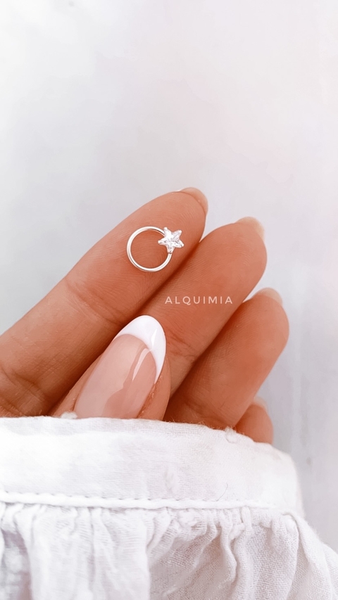 PIERCING ARGOLLITA CUBIC ESTRELLA 8 mm (ideal perforación helix) se abre de costado - POR UNIDAD - A.051/2