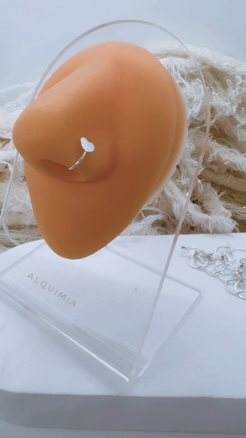 “PIERCING SIMPLE CORAZÓN”- PLATA 925- (POR UNIDAD) - ideal perforación nariz o lóbulo- A.068/2