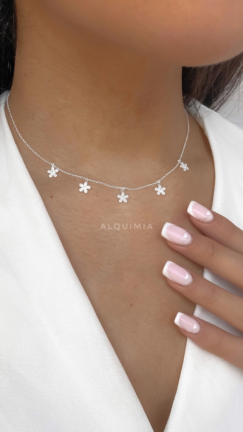 CHOCKER “ FIORELLA” - micropiedra plata 925 - (35 + 5 cm de extensión)- C.012