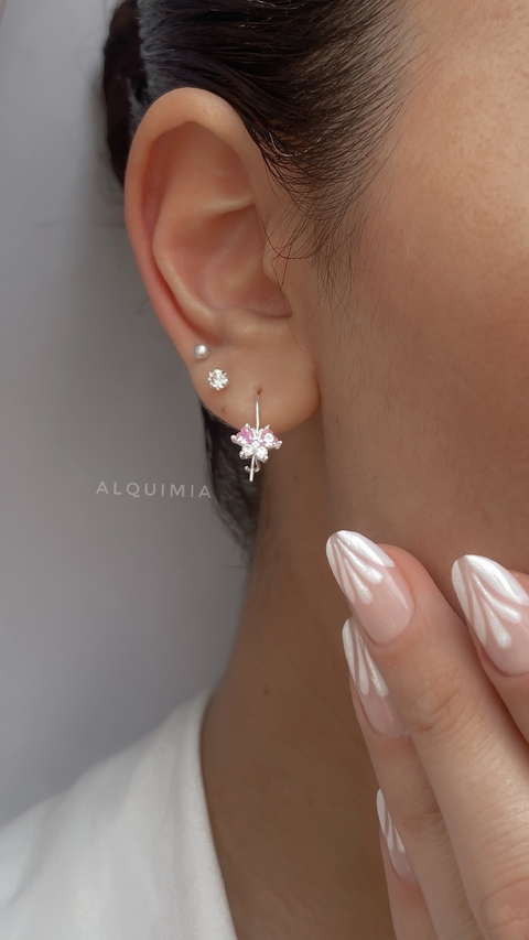 ARO “MARIPOSA” micropiedra- CIERRE ANZUELO- (Por par) - Plata 925 premiun- A.045