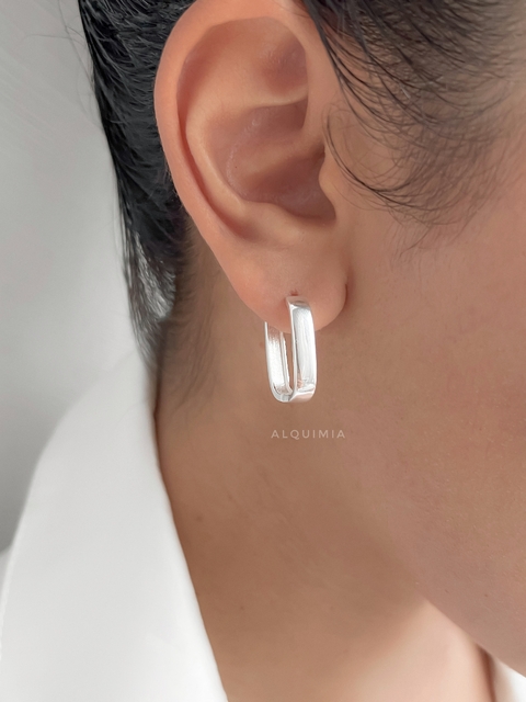 “ARGOLLA ATENEA”- 16 mm recta ancha - (PLATA925) - por par- A.091 - comprar online