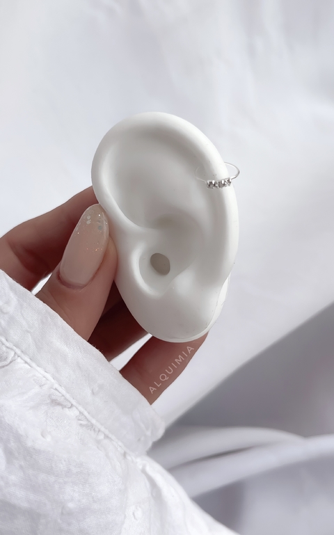 ARGOLLITA “OSLO” -3 estrass- 10 mm - PLATA 925- ( POR UNIDAD)- ideal perforación nariz , lobulo o helix- A.061