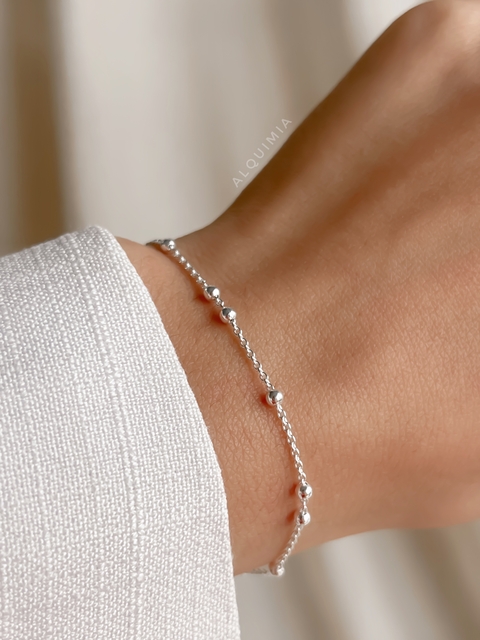PULSERA “Fuerza 2x1”- bola 2.5 mm- 17 + 3 cm de extensión- PLATA 925- P.041