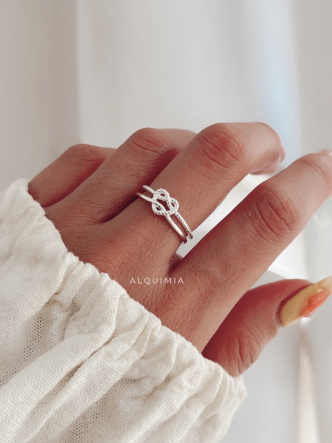 ANILLO “CORAZÓN ENLAZADO” - regulable - PLATA 925- AN.040