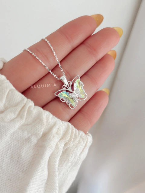 CONJUNTO “ CRYSTAL BUTTERFLY”- 42+ 3 cm de extensión- PLATA 925 PREMIUM- C.055/2